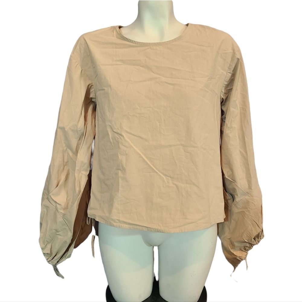 J.O.A. Khaki Button Back Blouse Size Small‎